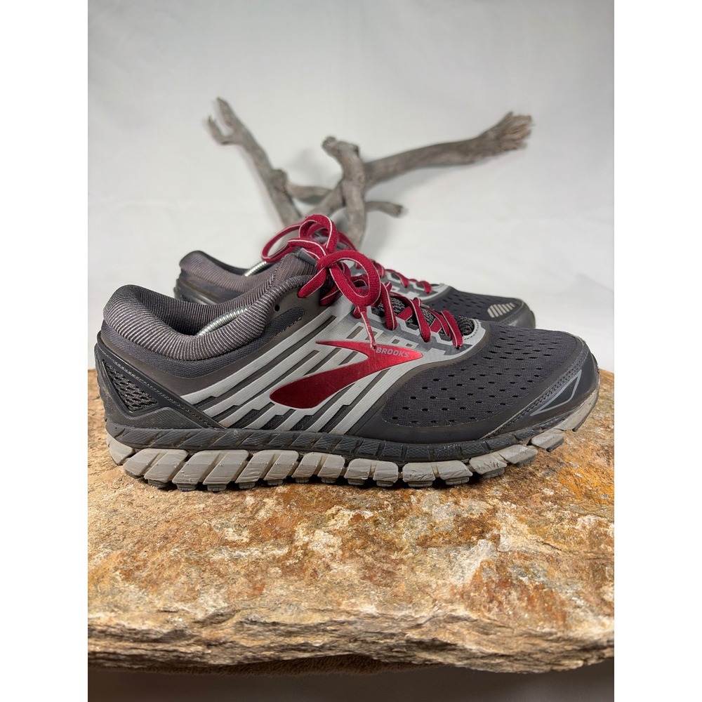 Brooks Beast 18 Mens Running Shoes Grey Burgundy 1102821D030 Size 12